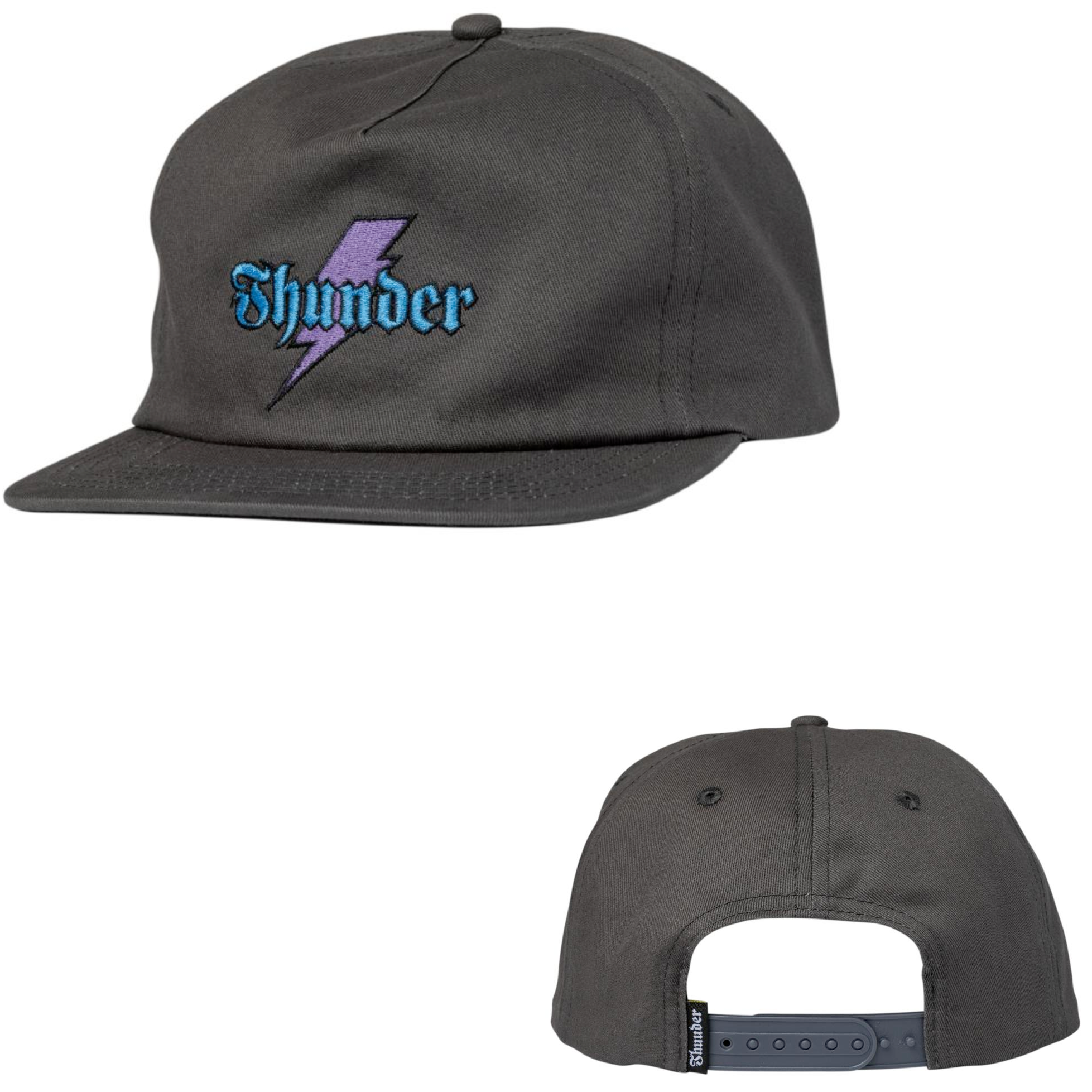 Thunder Snapback Bolt Script Charcoal